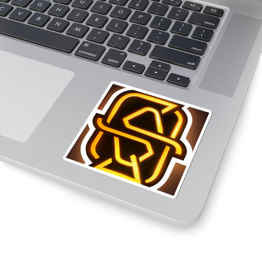 Neon Monogram Sticker — Golden Osq Logo Cut Laptop Decal